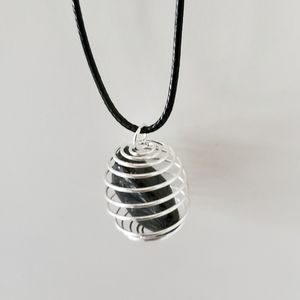 Spiral Gemstone Cage Pendant with Black Tourmaline